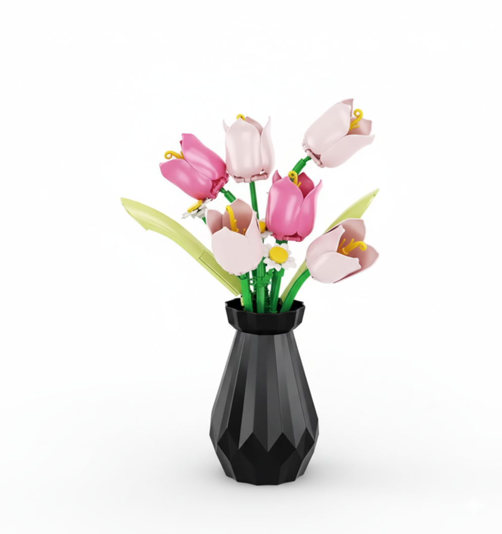 Kytice tulipánů včetně vázy - Nezvadne