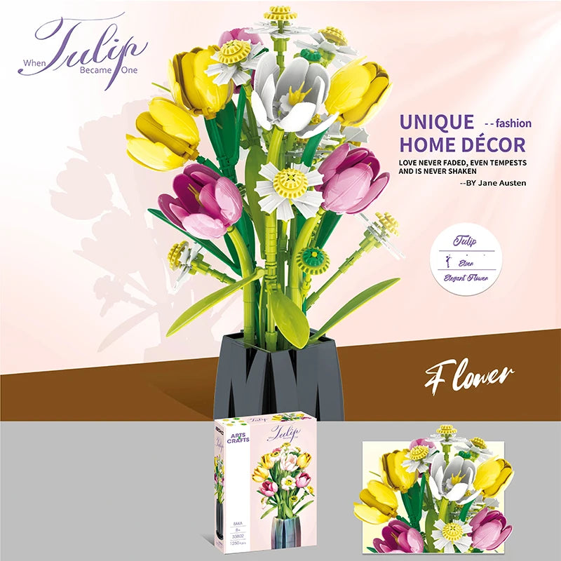 Tulipány včetně vázy - Nezvadne
