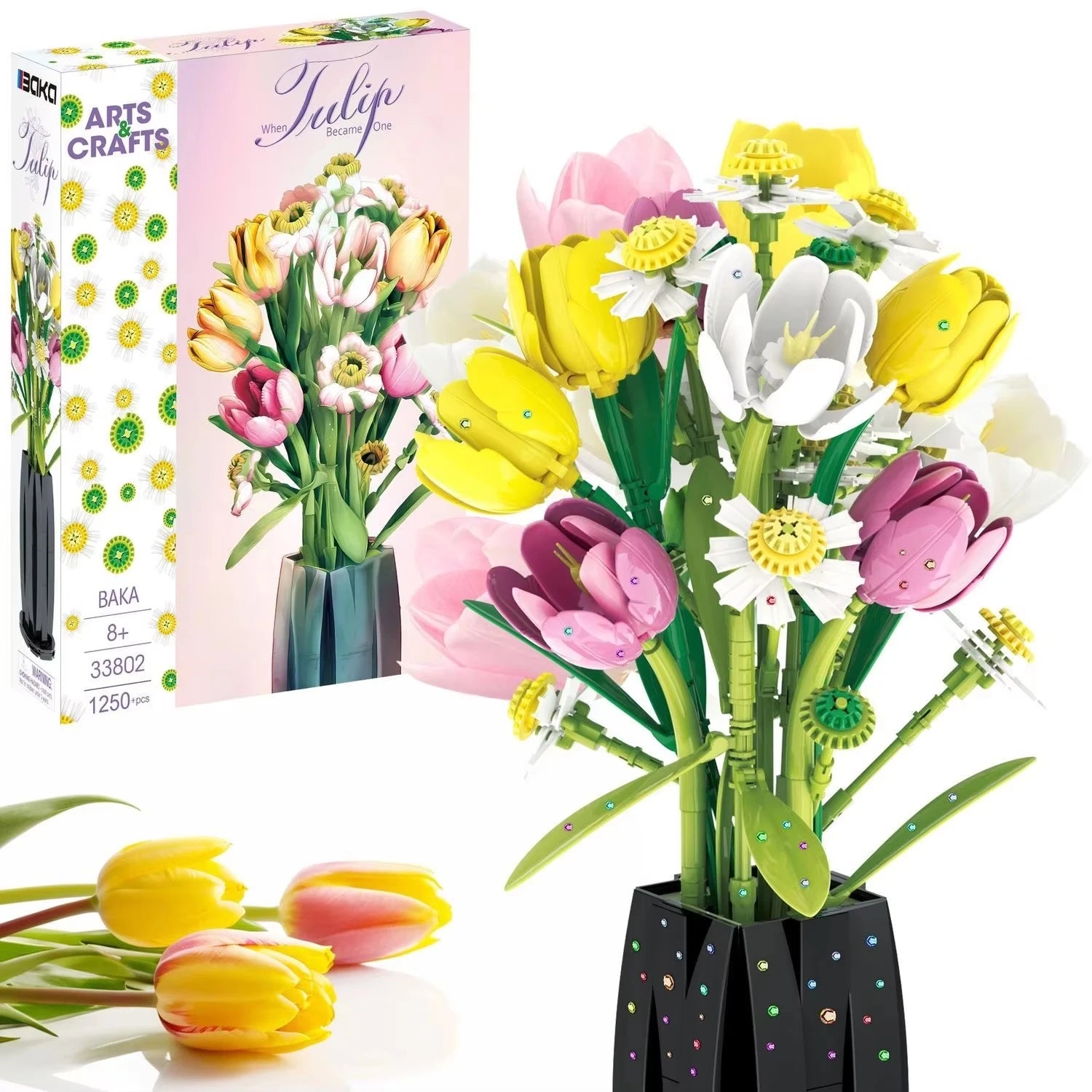 Tulipány včetně vázy - Nezvadne