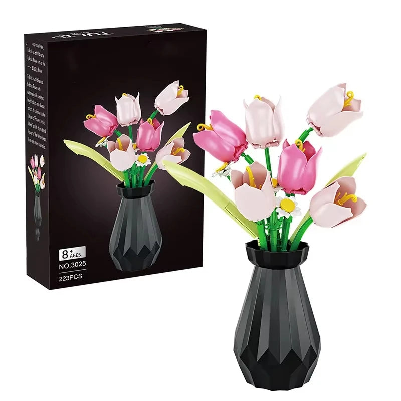 Kytice tulipánů včetně vázy - Nezvadne